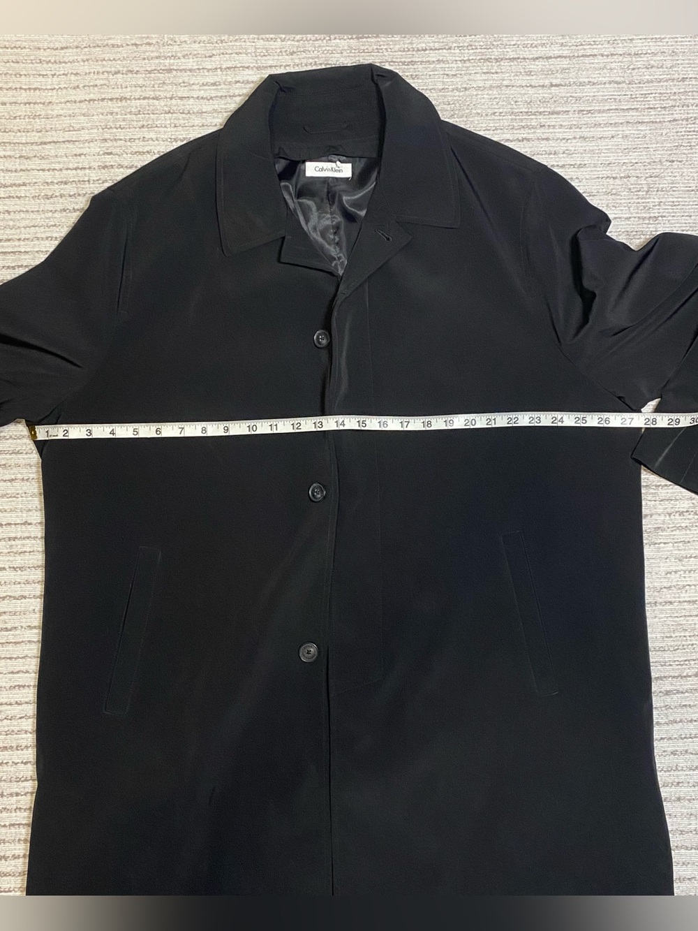 Calvin Klein Black Trench Coat Size 48R Men’s - Picture 3 of 6